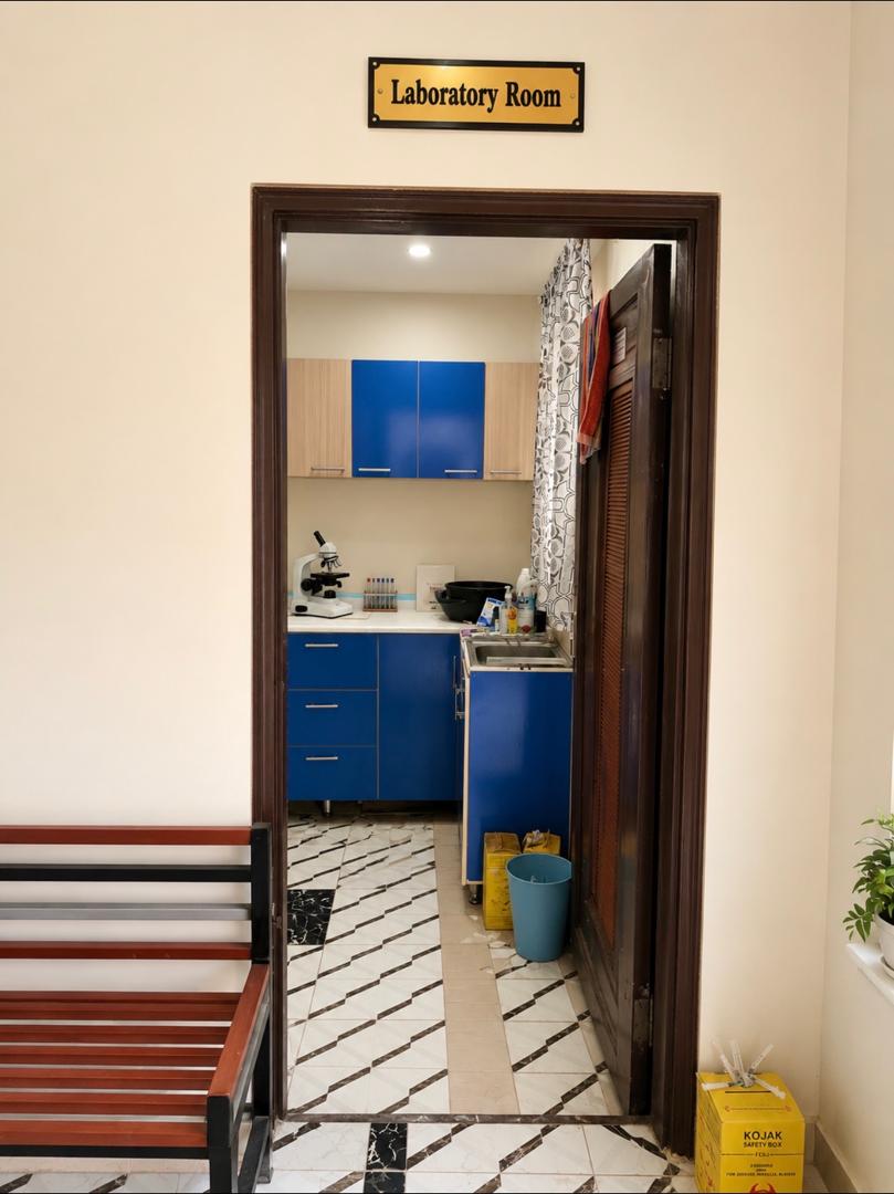 Laboratory room entrance door